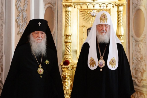 Архиепископ Медонский Михаил (Донсков) и Святейший Патриарх Московский и всея Руси Кирилл, 8 октября 2018 года